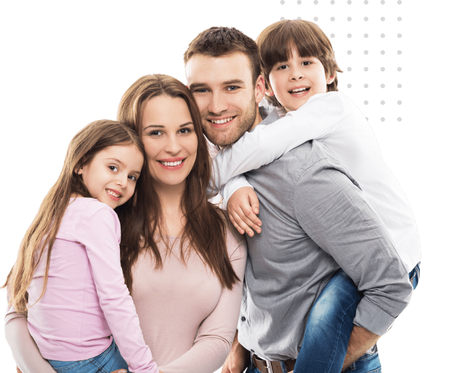 Happy family with two children visting the Dentist in Summerlin NV